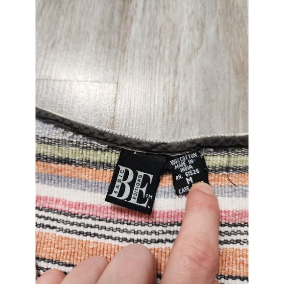 VTG Basic Editions Mutlicolor Stripe Vest Sleeveless V Neck Cotton Retro Sz M - Picture 3 of 11